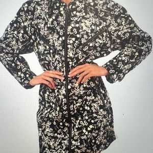 Rebecca Minkoff Daphne Black Floral cotton zip up dress